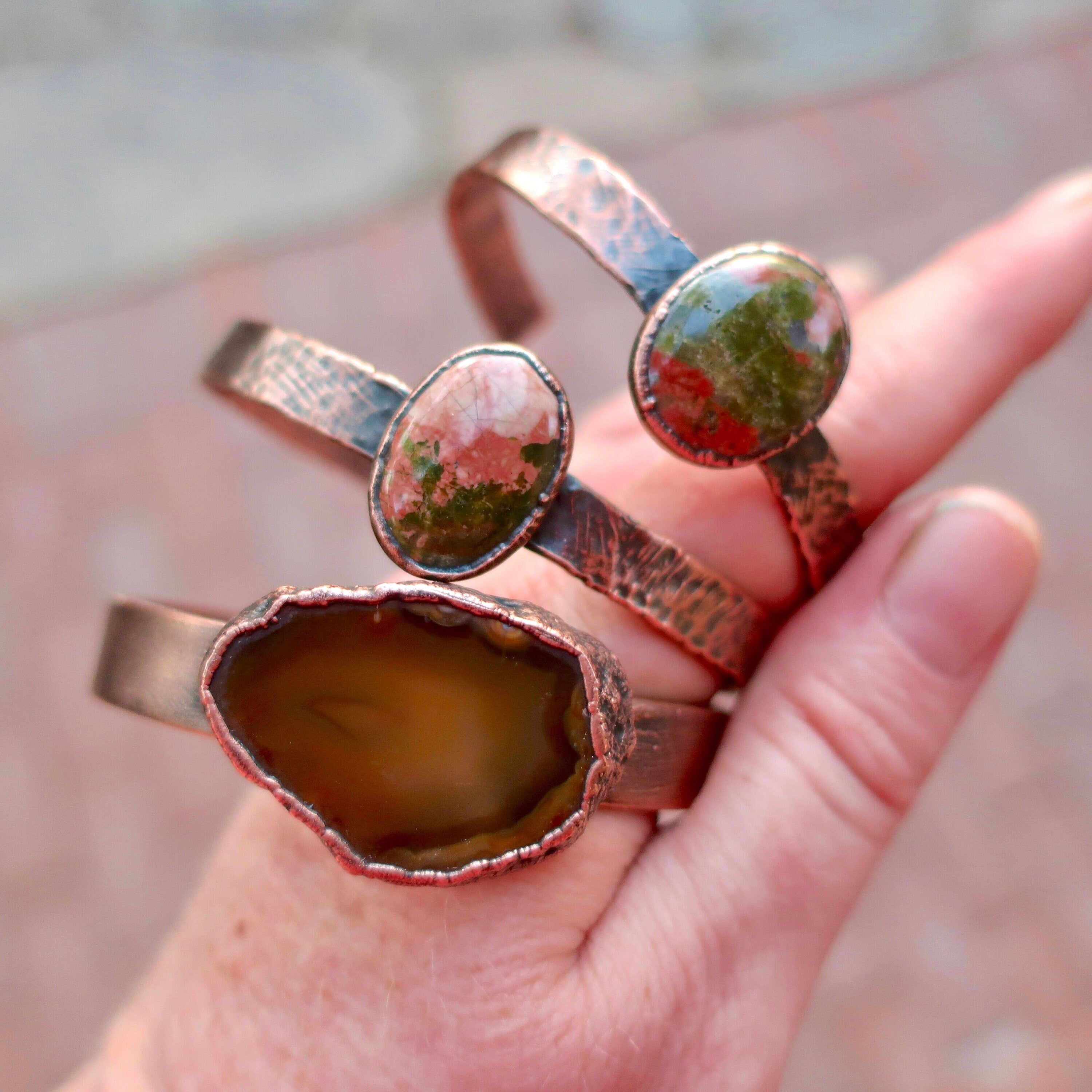 Agate Cuff in Copper - Grounding Crystal | Handmade by Blackbird & Sage