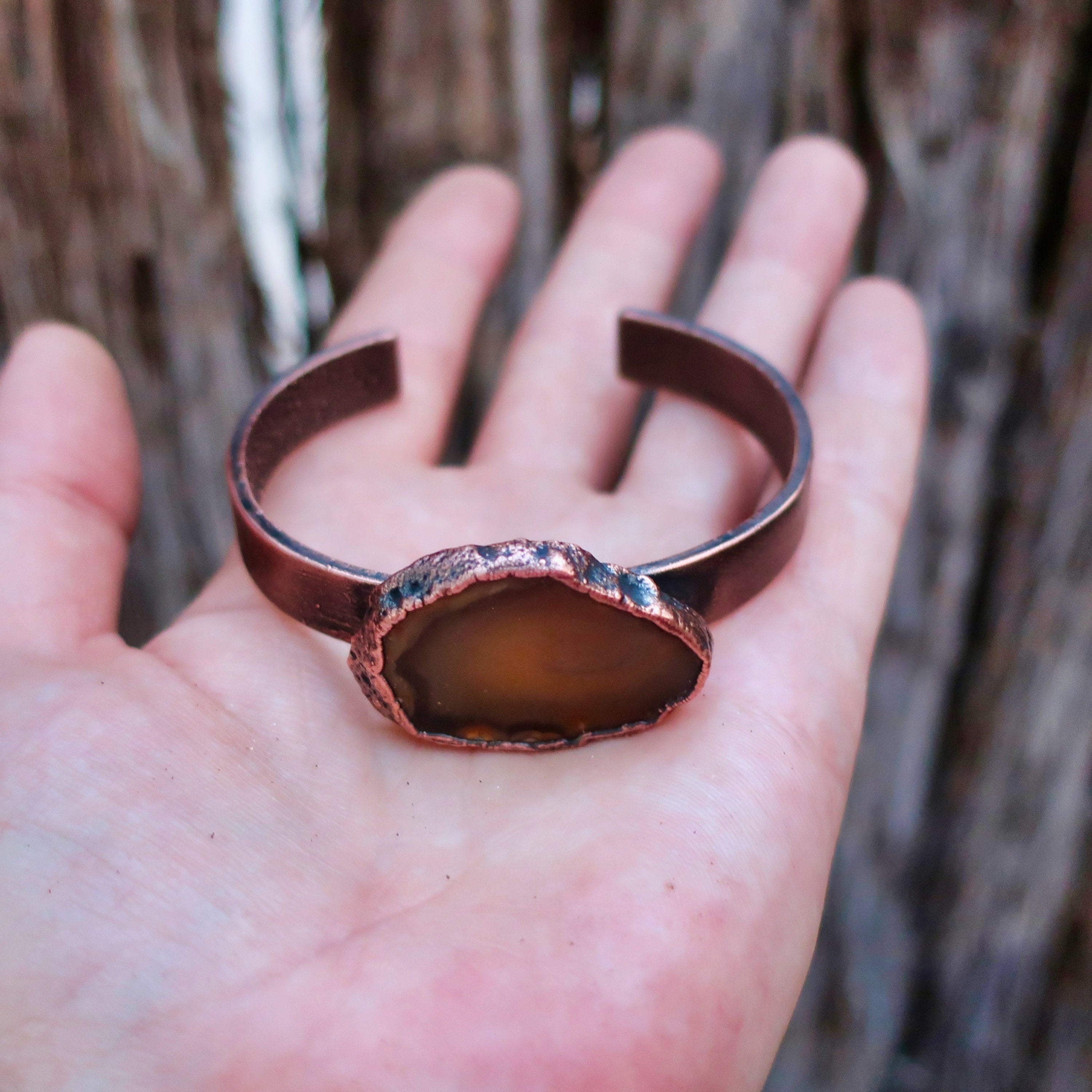 Agate Cuff in Copper - Grounding Crystal | Handmade by Blackbird & Sage