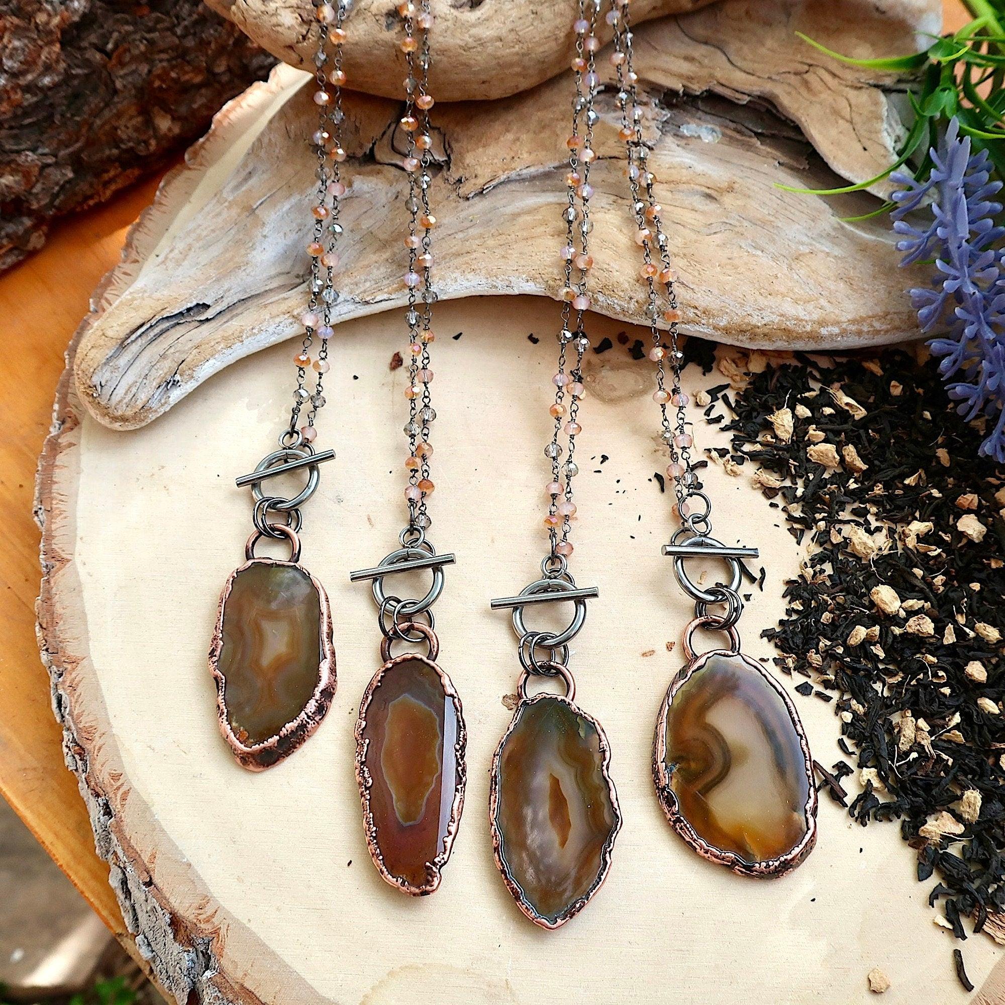 Agate Slice Necklace - Crystal Jewelry | Handmade by Blackbird & Sage