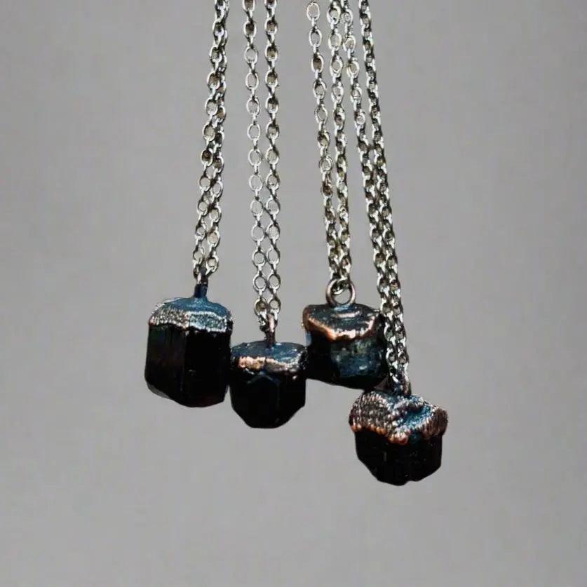 Raw Black Tourmaline Necklace - Mens | Handmade by Blackbird & Sage
