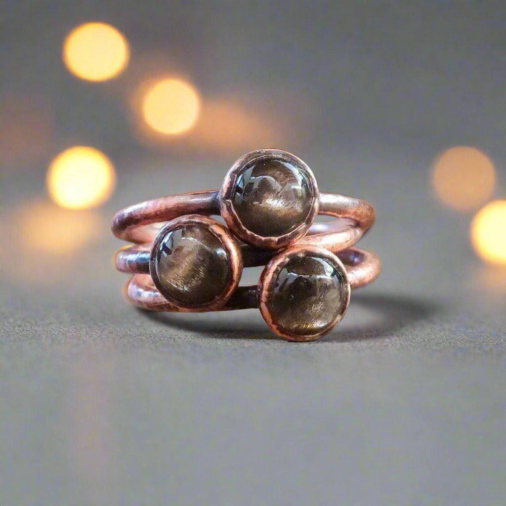 Black Moonstone Ring - Spiritual Jewelry | Handmade by Blackbird & Sage