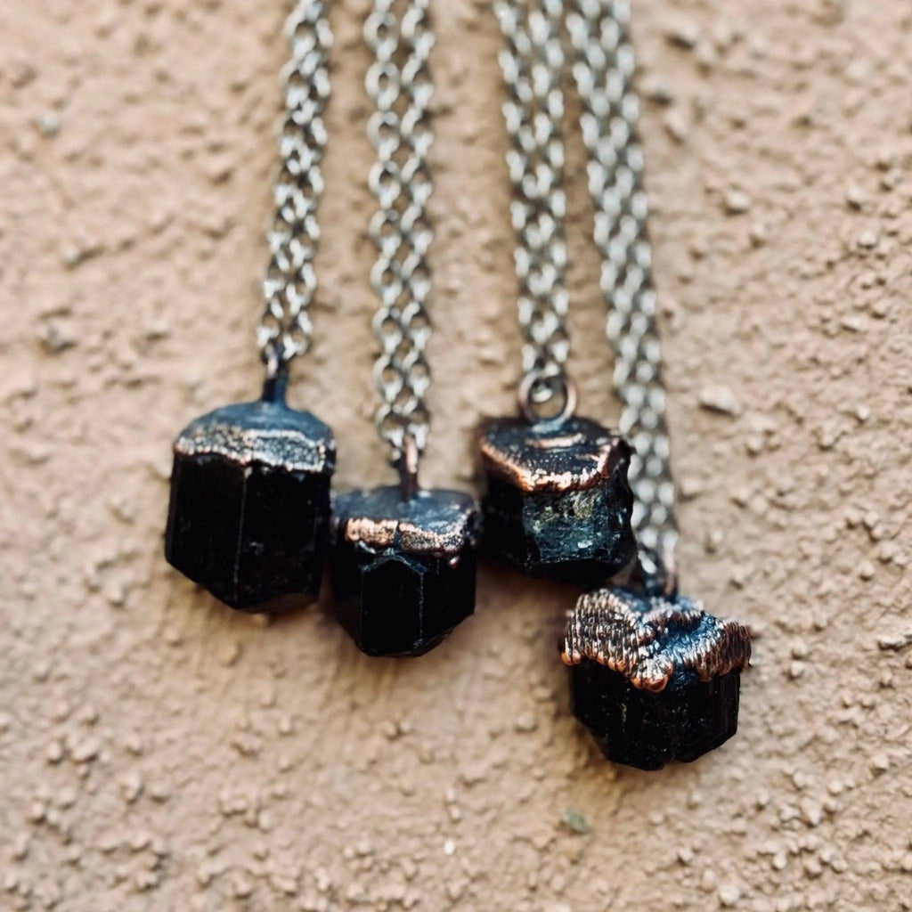 Raw Black Tourmaline Necklace - Mens | Handmade by Blackbird & Sage