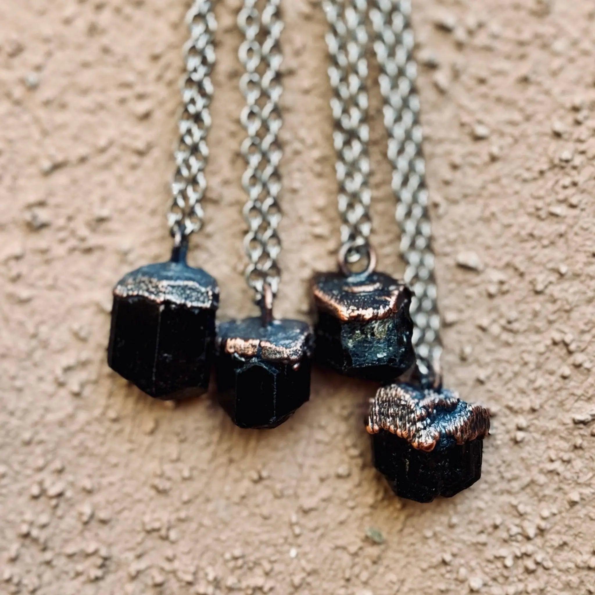 Raw Black Tourmaline Necklace - Mens | Handmade by Blackbird & Sage