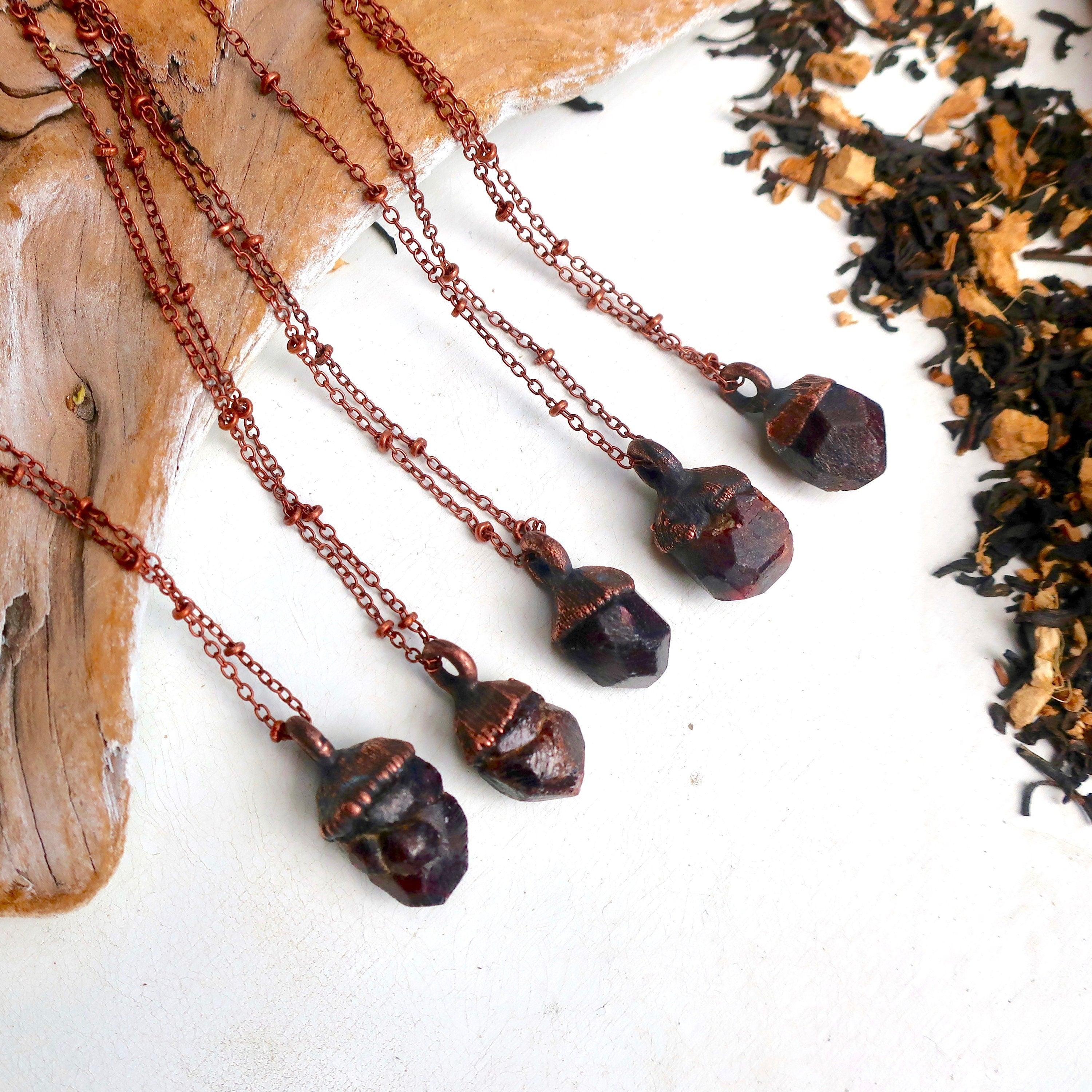 Raw Garnet Necklace in Copper - Boho | Handmade by Blackbird & Sage