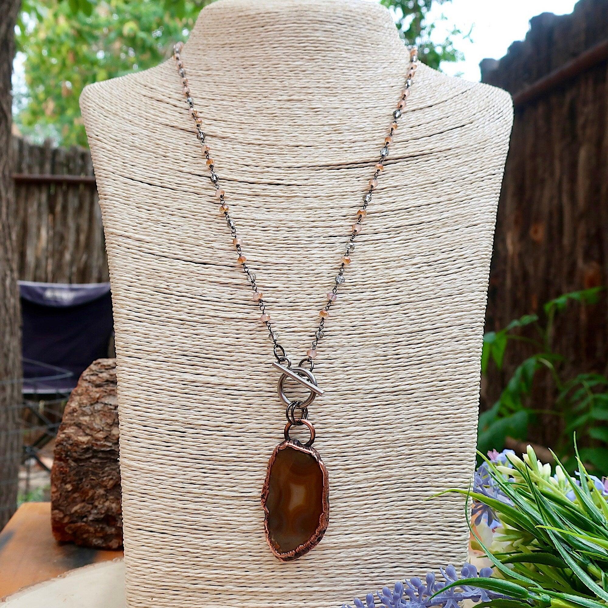 Agate Slice Necklace - Crystal Jewelry | Handmade by Blackbird & Sage