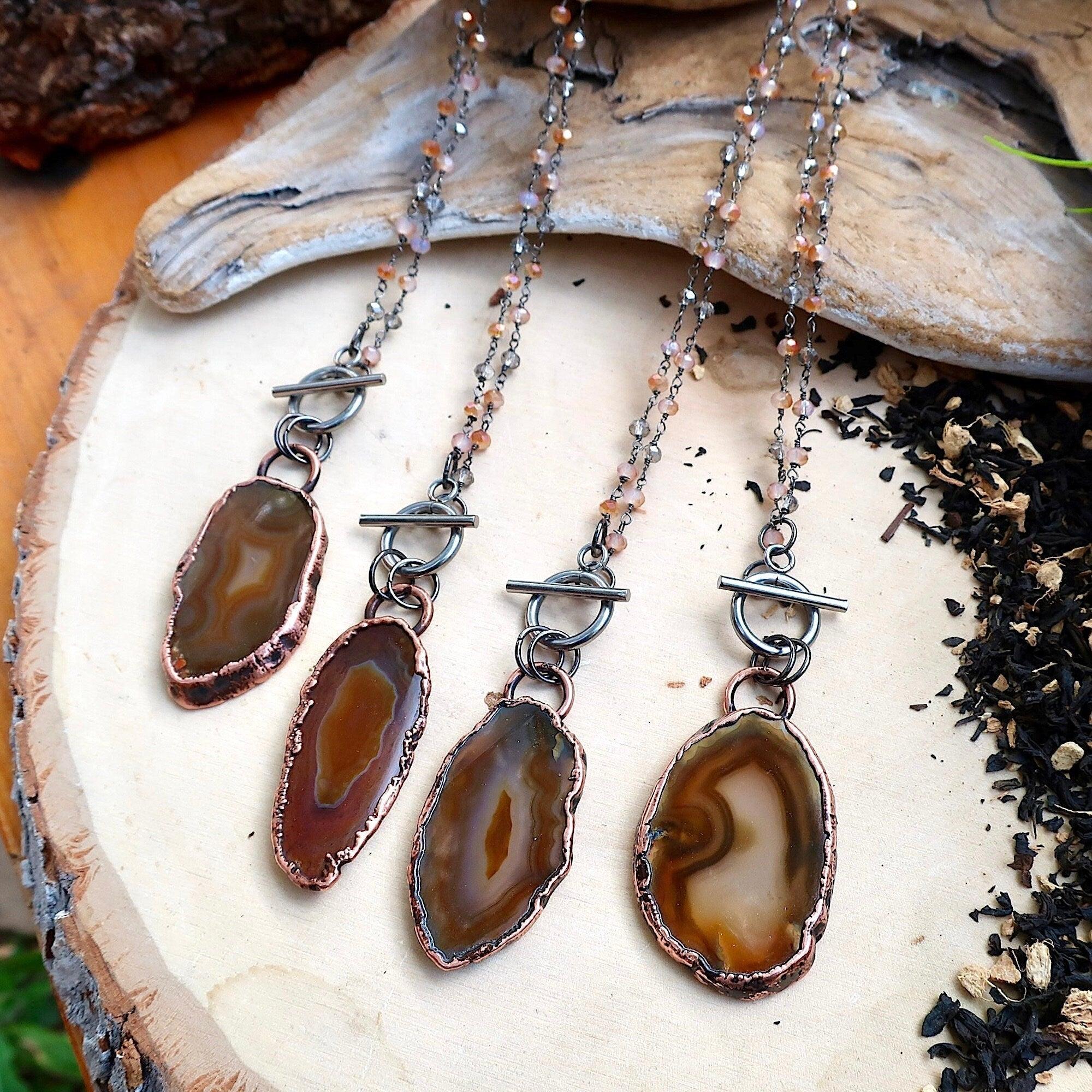 Agate Slice Necklace - Crystal Jewelry | Handmade by Blackbird & Sage
