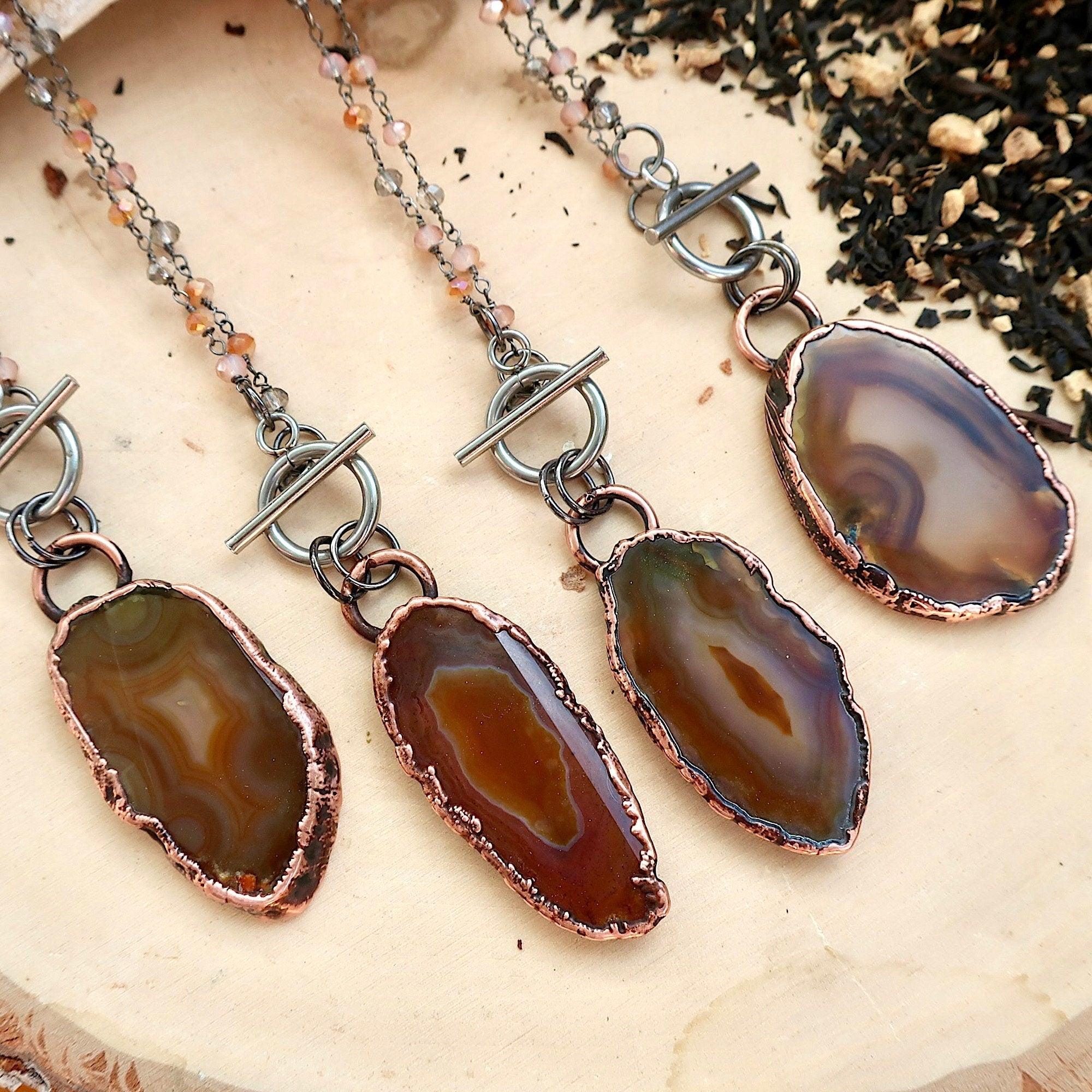 Agate Slice Necklace - Crystal Jewelry | Handmade by Blackbird & Sage