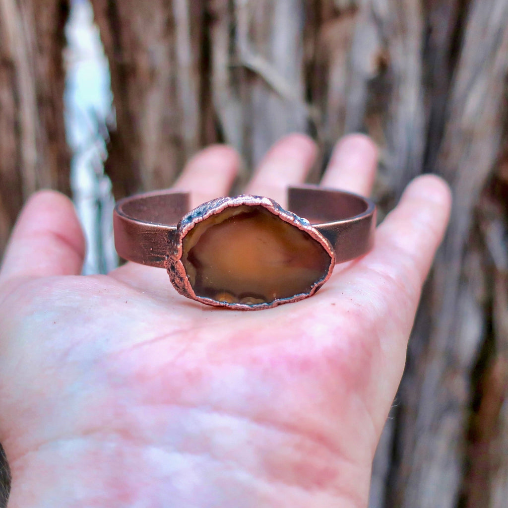 Agate Cuff in Copper - Grounding Crystal | Handmade by Blackbird & Sage