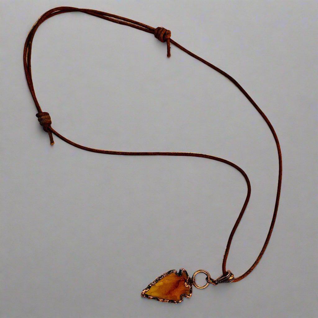 Carnelian Necklace - Adjustable Leather | Handmade by Blackbird & Sage