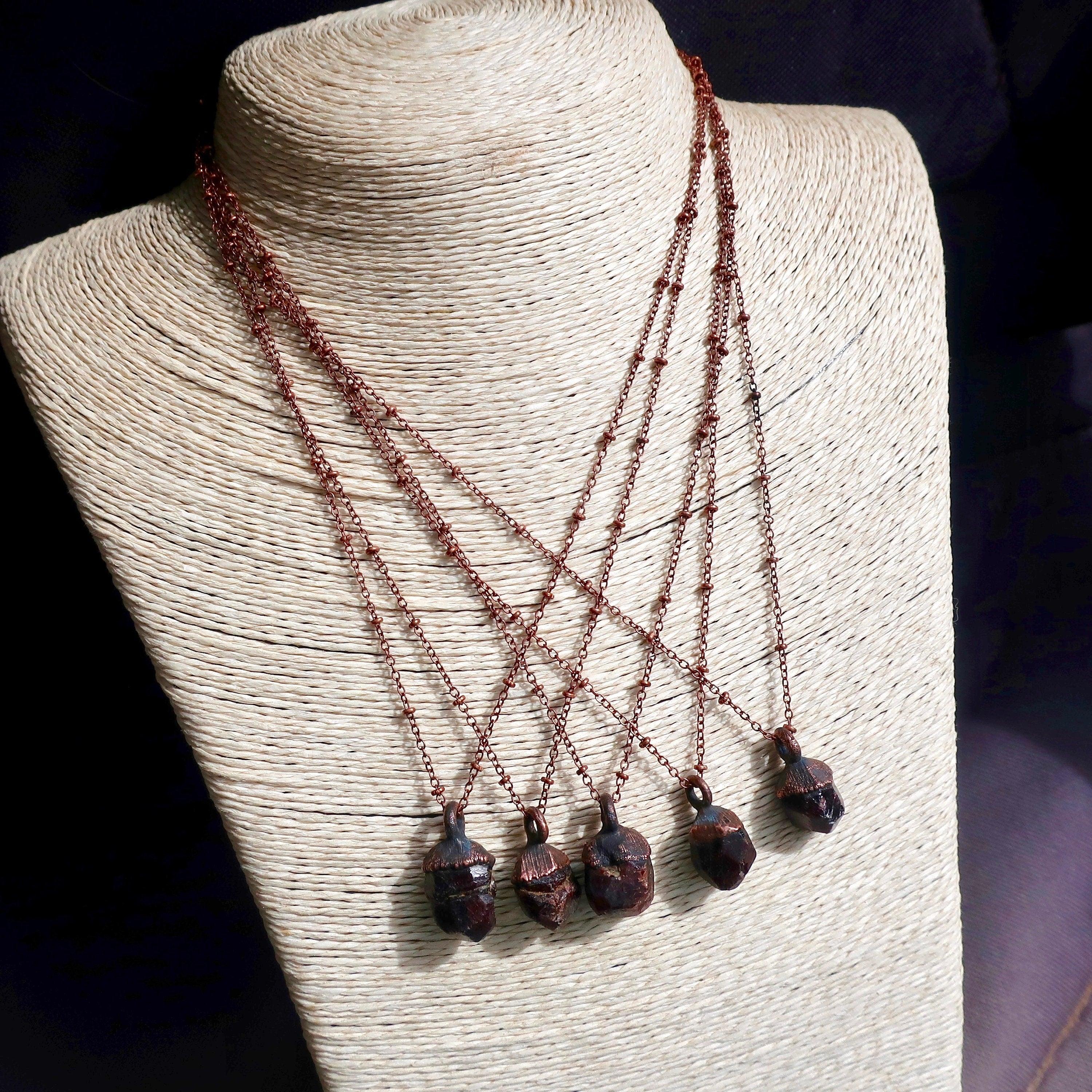 Raw Garnet Necklace in Copper - Boho | Handmade by Blackbird & Sage
