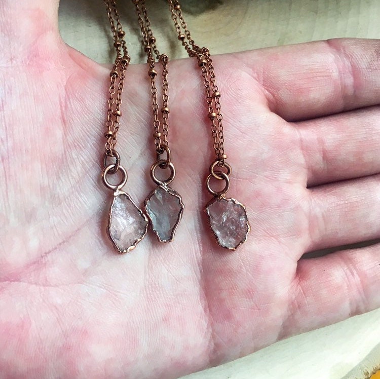 Rose Quartz Necklace - Boho | Handmade by Blackbird & Sage