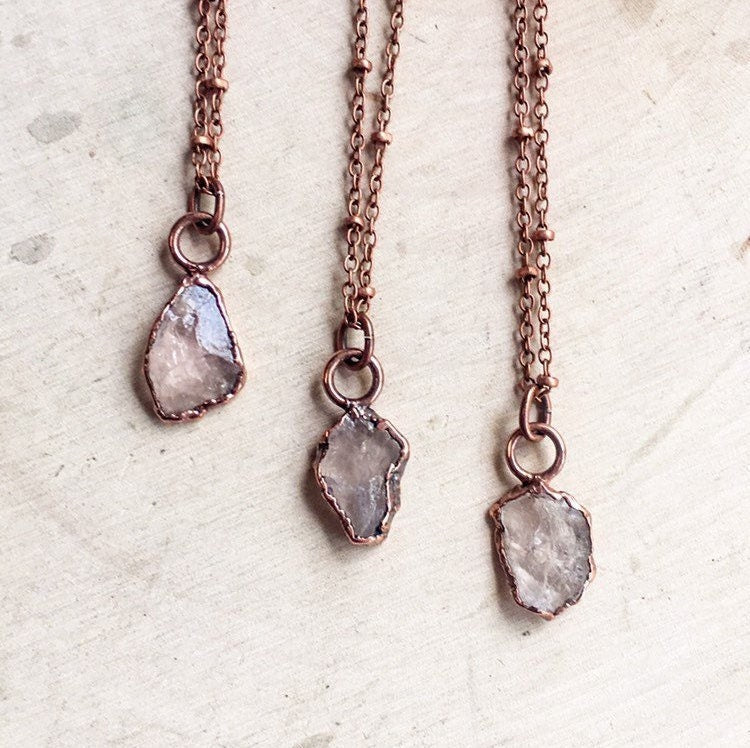 Rose Quartz Necklace - Boho | Handmade by Blackbird & Sage