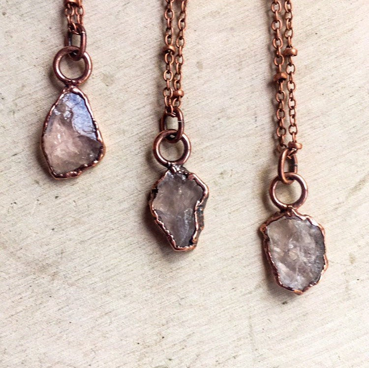 Rose Quartz Necklace - Boho | Handmade by Blackbird & Sage