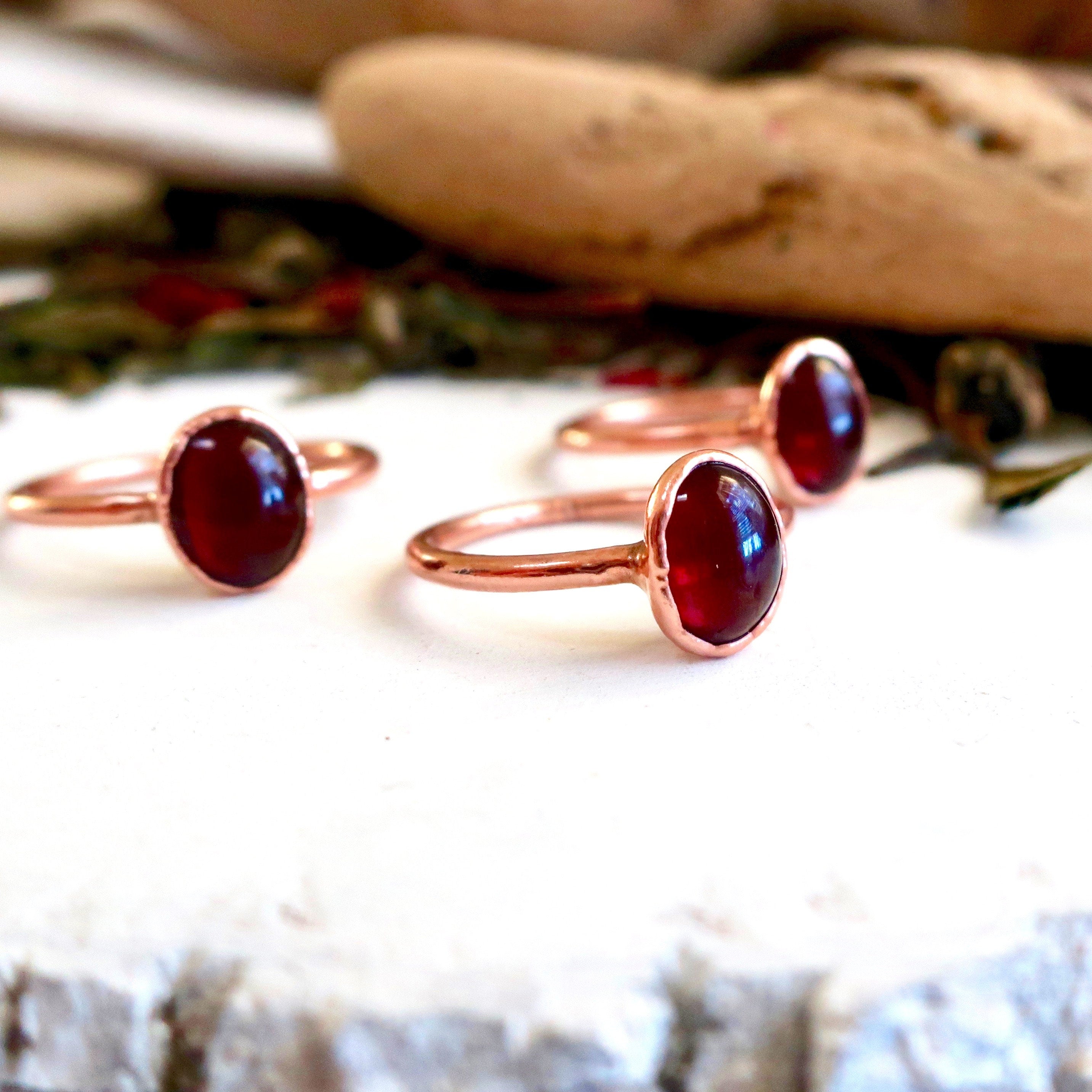 Garnet Copper Ring - Boho | Handmade by Blackbird & Sage