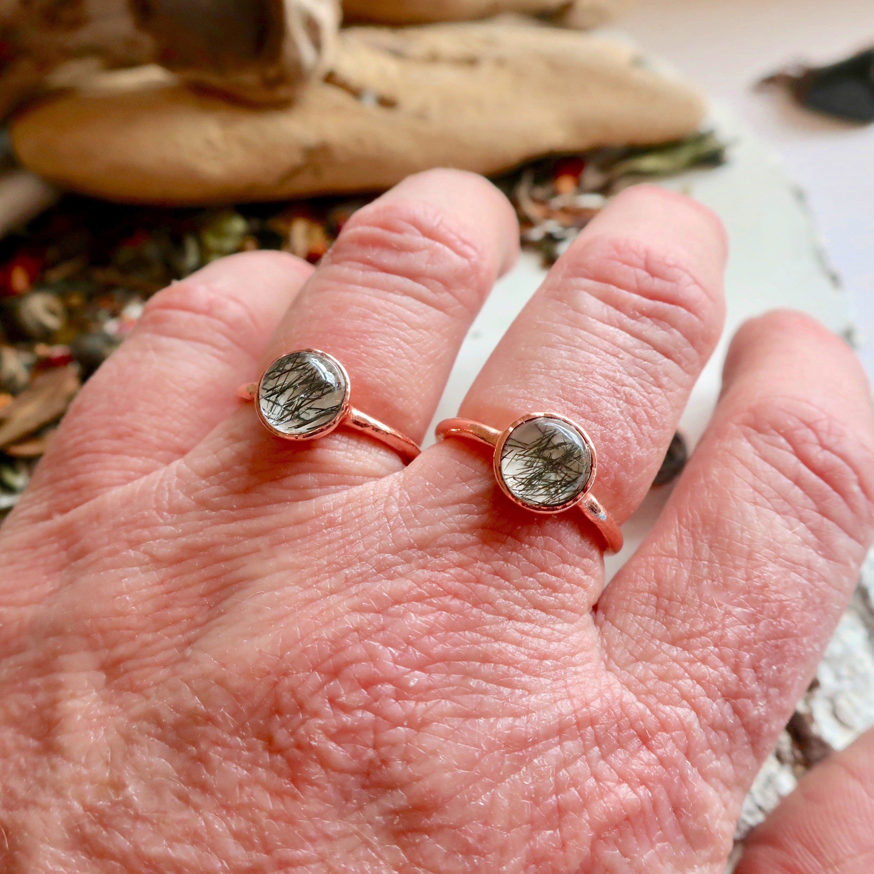 Rutilated Quartz Copper Ring | Handmade by Blackbird & Sage