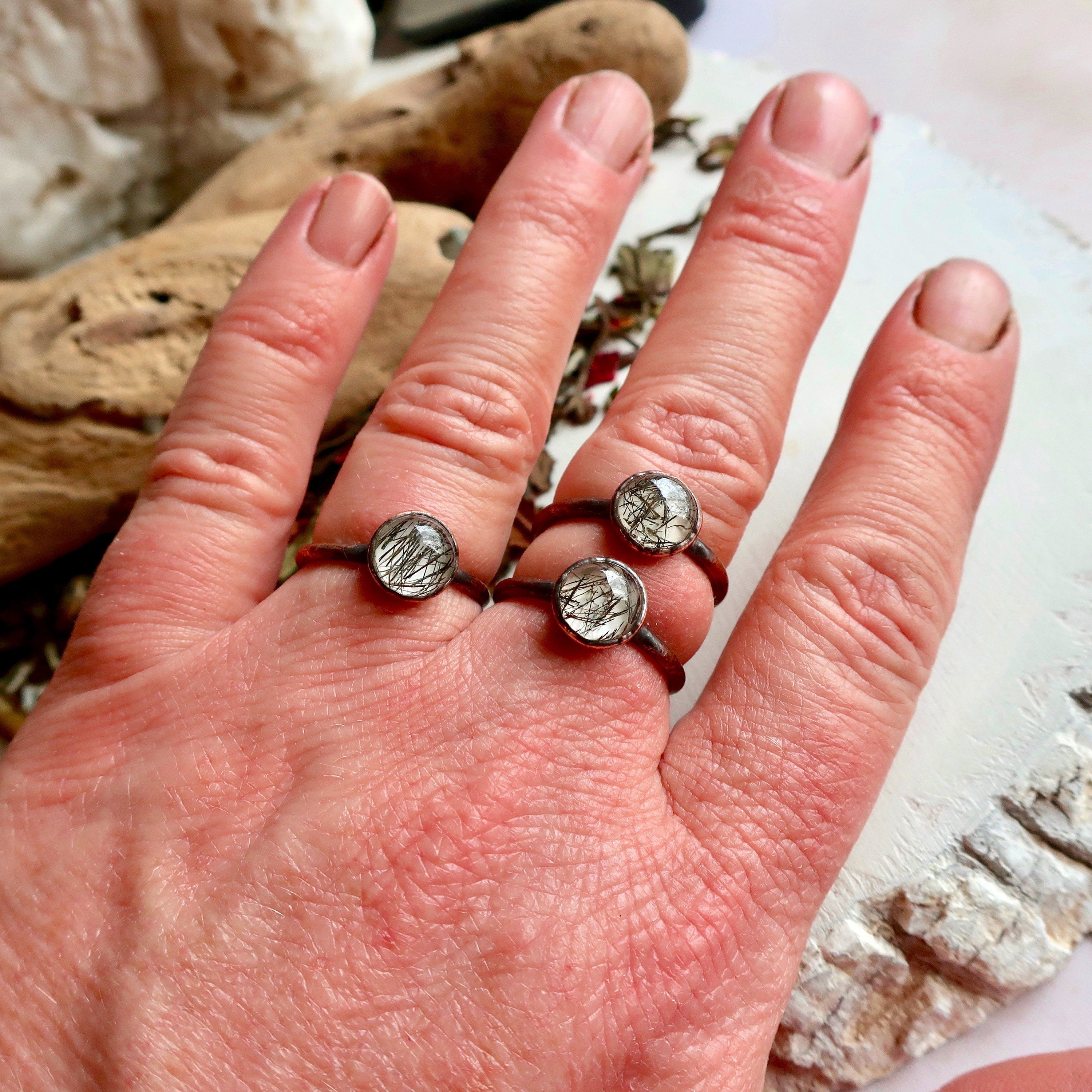 Rutilated Quartz Copper Ring | Handmade by Blackbird & Sage