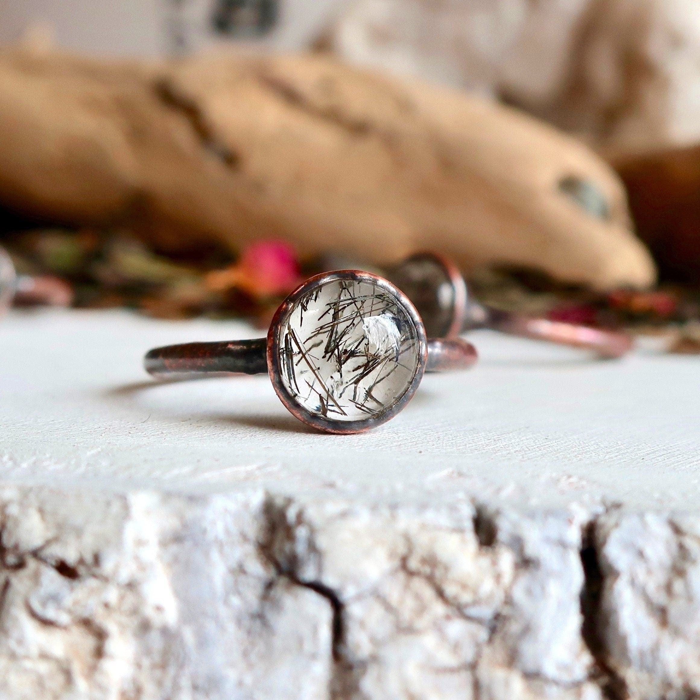 Rutilated Quartz Copper Ring | Handmade by Blackbird & Sage
