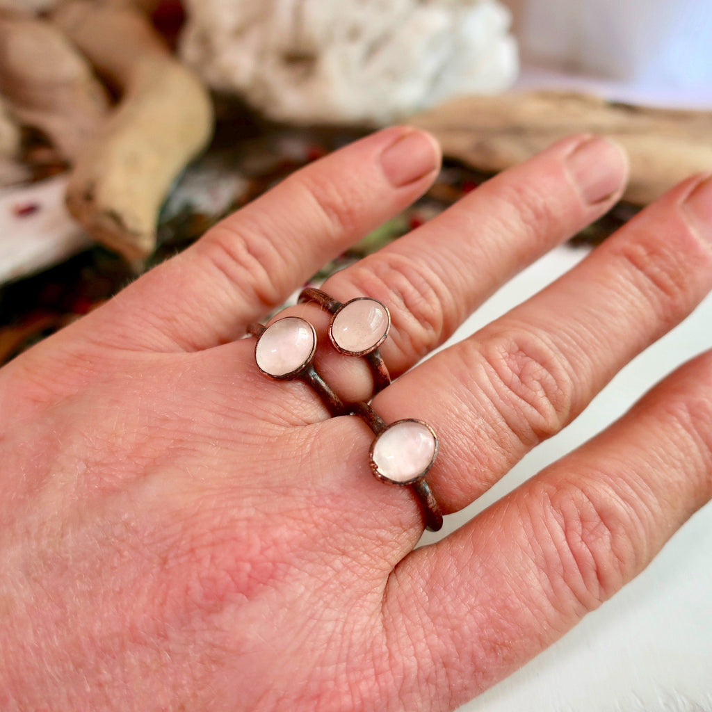 Rose Quartz Ring – Valentines | Handmade by Blackbird & Sage