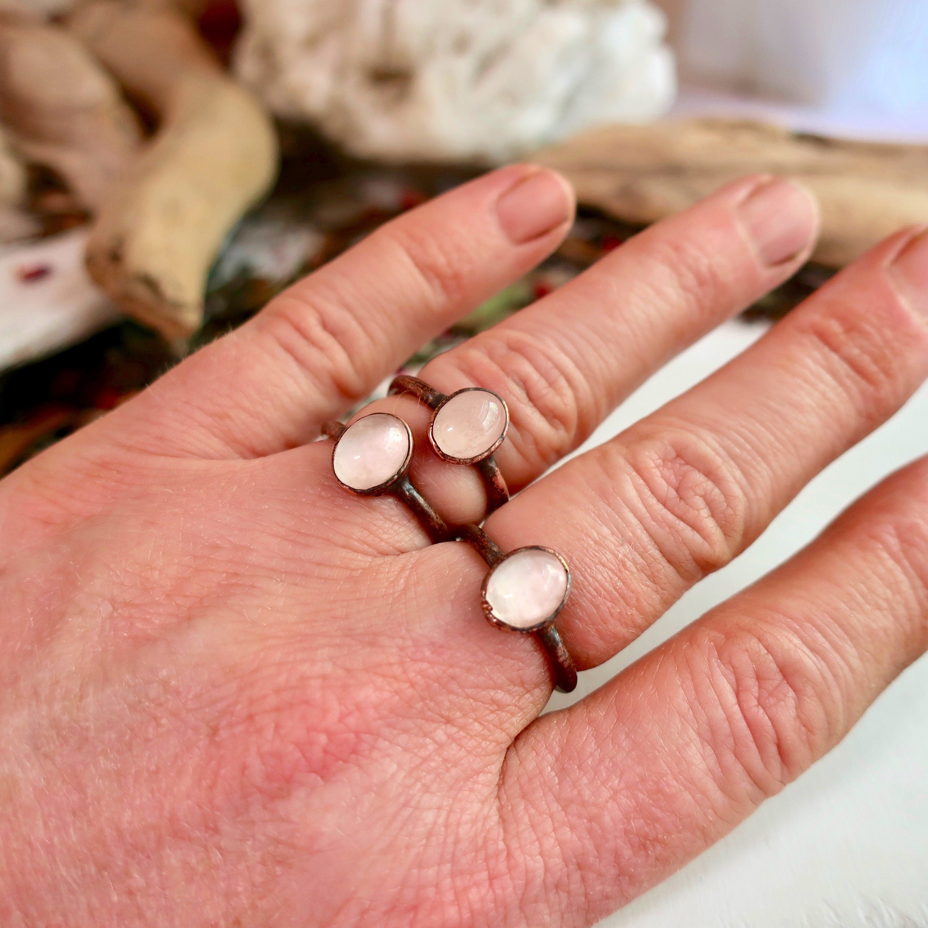 Rose Quartz Ring – Valentines | Handmade by Blackbird & Sage