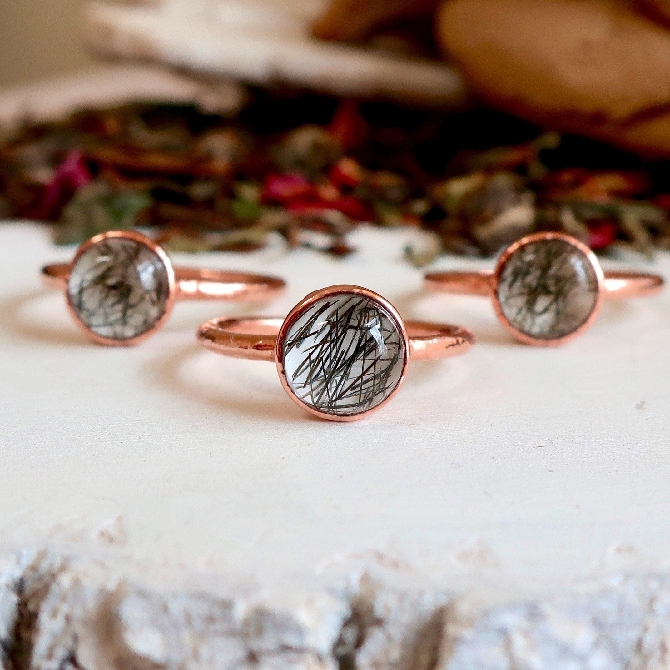 Rutilated Quartz Copper Ring | Handmade by Blackbird & Sage