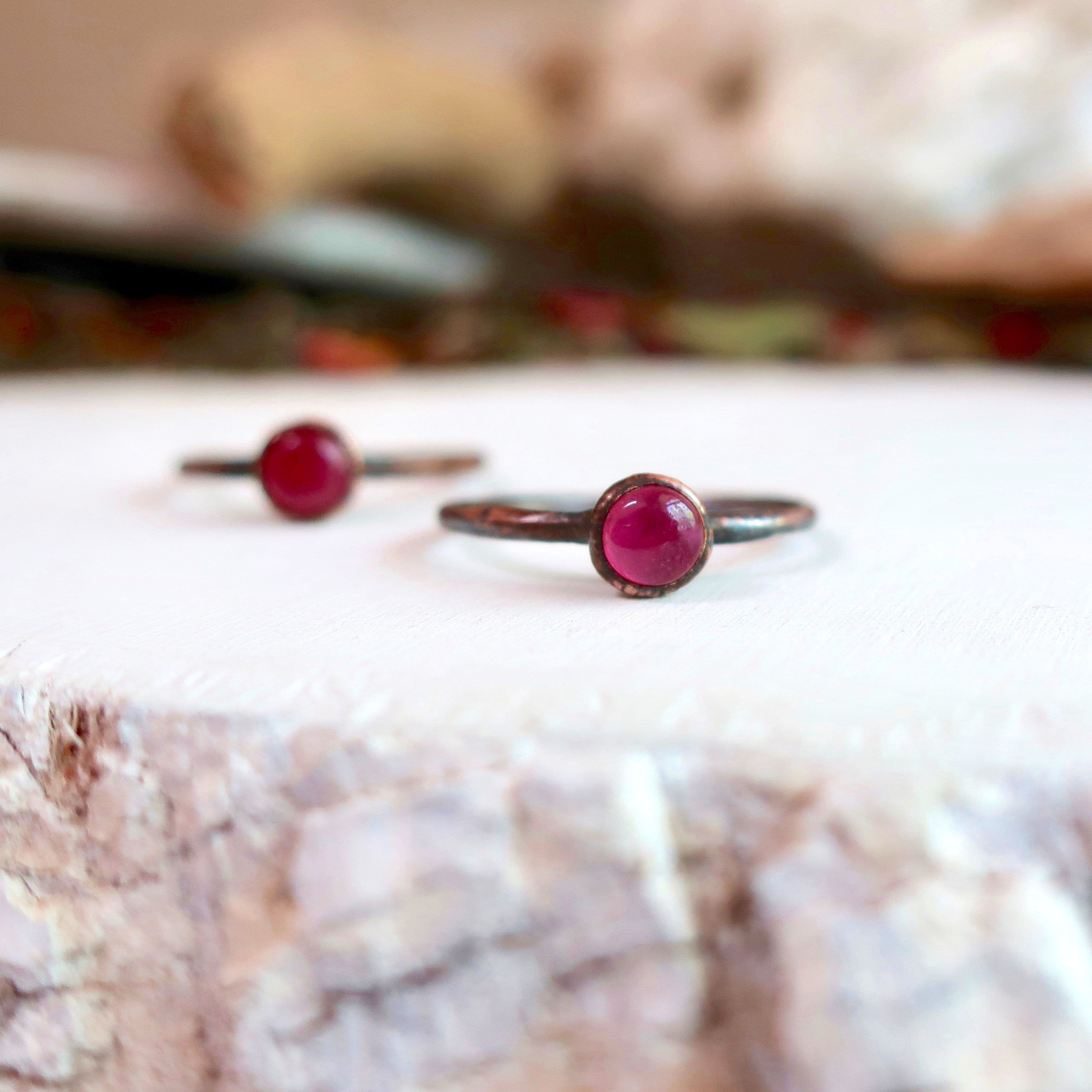 Ruby Ring – Boho Gypsy Style | Handmade by Blackbird & Sage